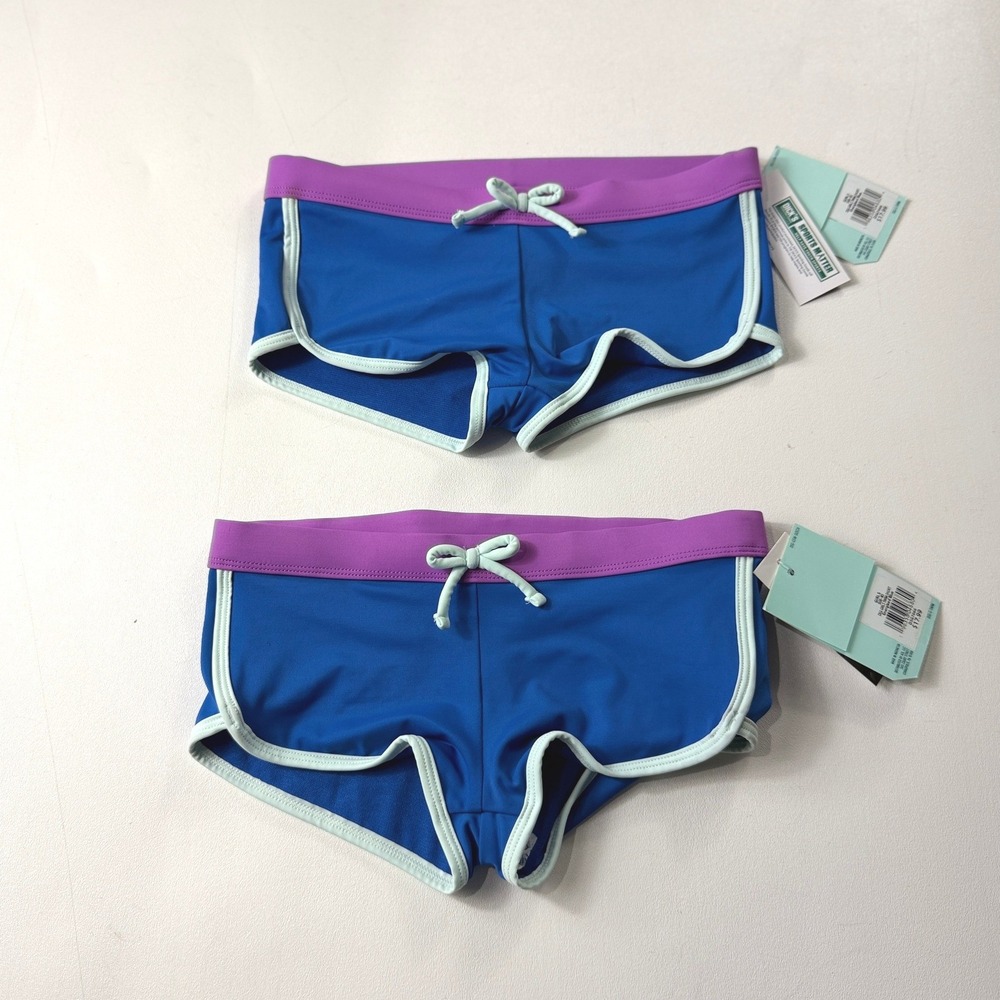 LOT2 DSG Girl Swim Shorts Energized Blue Purple UV Protection Size Small 6-8 NWT